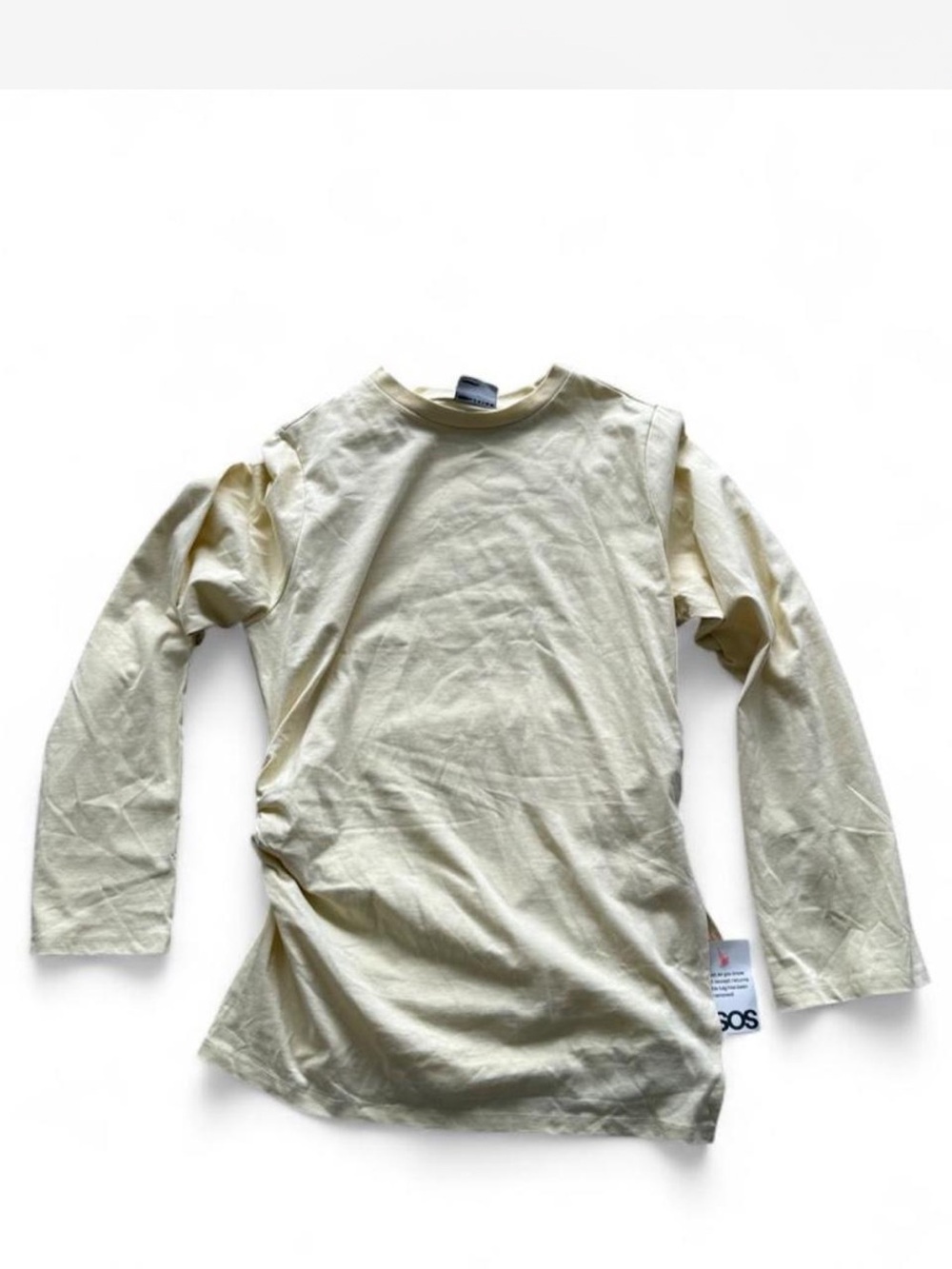 Asos Long Sleeve Crewneck Top in Cream/yellow